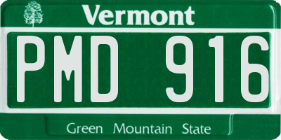 VT license plate PMD916