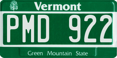 VT license plate PMD922