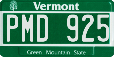 VT license plate PMD925