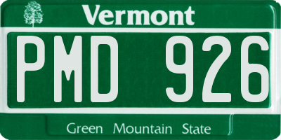 VT license plate PMD926