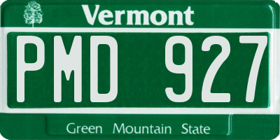VT license plate PMD927