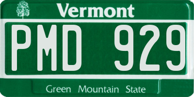 VT license plate PMD929