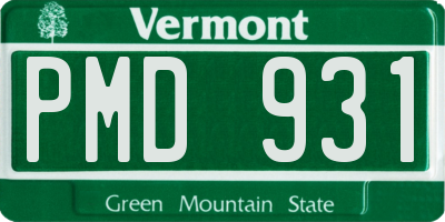 VT license plate PMD931