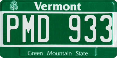 VT license plate PMD933
