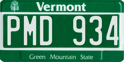 VT license plate PMD934