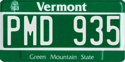 VT license plate PMD935