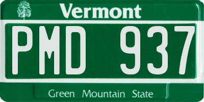 VT license plate PMD937