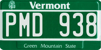 VT license plate PMD938