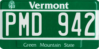 VT license plate PMD942