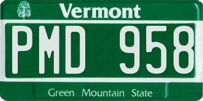 VT license plate PMD958