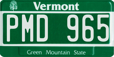 VT license plate PMD965