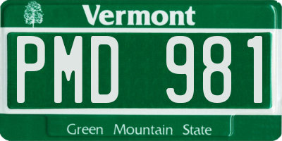 VT license plate PMD981