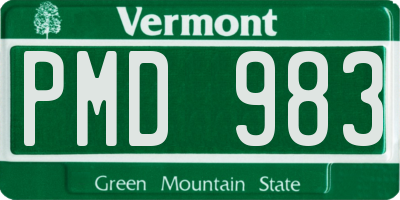 VT license plate PMD983