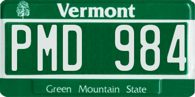 VT license plate PMD984