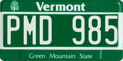 VT license plate PMD985