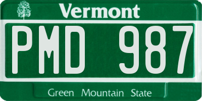 VT license plate PMD987