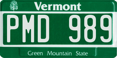 VT license plate PMD989