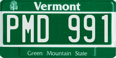 VT license plate PMD991
