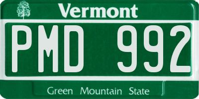 VT license plate PMD992