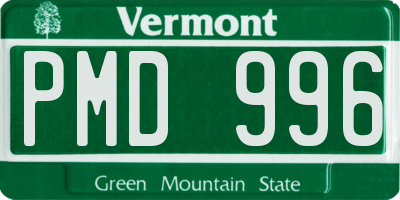 VT license plate PMD996