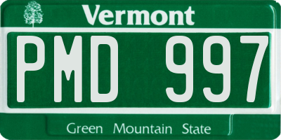 VT license plate PMD997