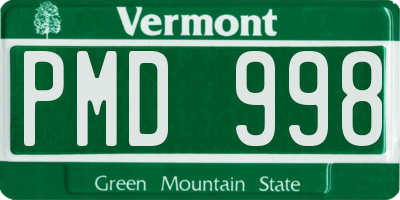 VT license plate PMD998