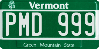 VT license plate PMD999