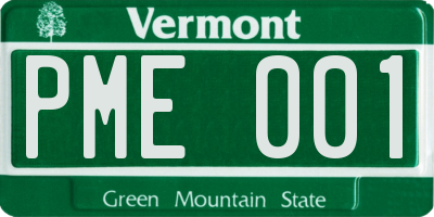 VT license plate PME001