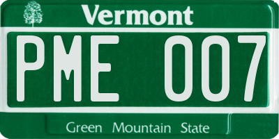 VT license plate PME007