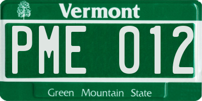 VT license plate PME012
