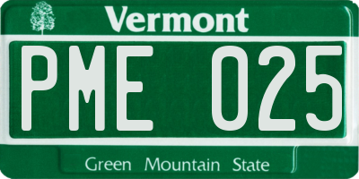 VT license plate PME025