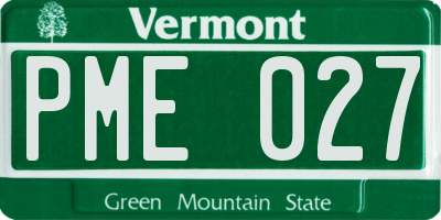 VT license plate PME027