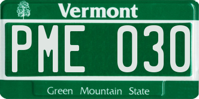 VT license plate PME030