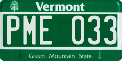 VT license plate PME033