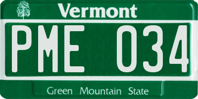 VT license plate PME034