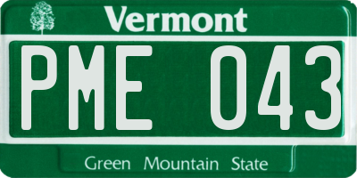 VT license plate PME043