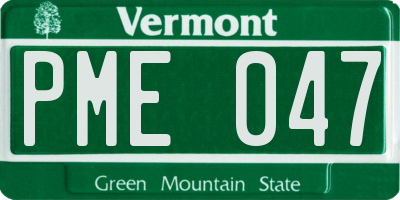 VT license plate PME047
