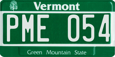 VT license plate PME054