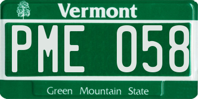 VT license plate PME058