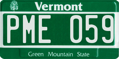 VT license plate PME059
