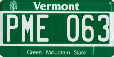 VT license plate PME063