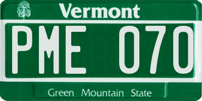 VT license plate PME070