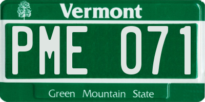 VT license plate PME071