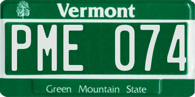 VT license plate PME074