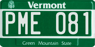 VT license plate PME081