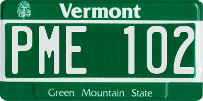 VT license plate PME102