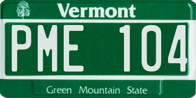 VT license plate PME104