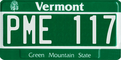 VT license plate PME117