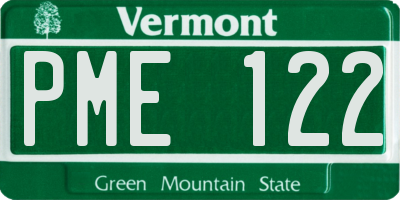 VT license plate PME122