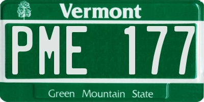 VT license plate PME177